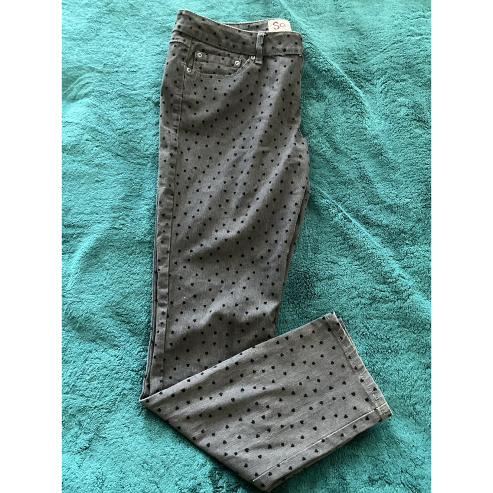 SO Stretch Skinny Heart Low Rise Gray Wash Denim Jeans Size 15